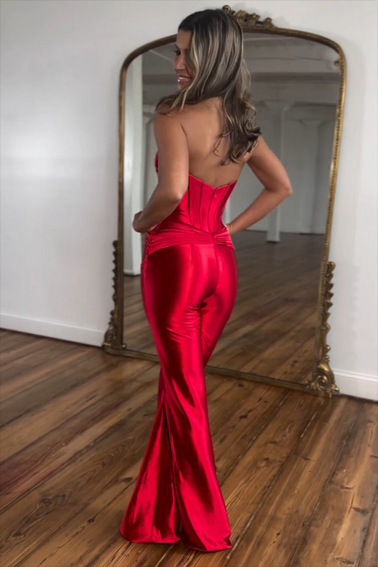 Black Strapless Corset Jumpsuit - Lara