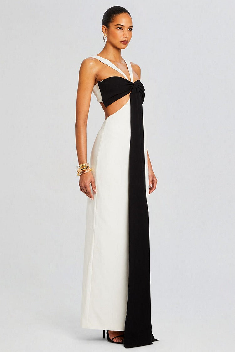 Black Colorblock Cutout Backless Maxi Dress - Mia