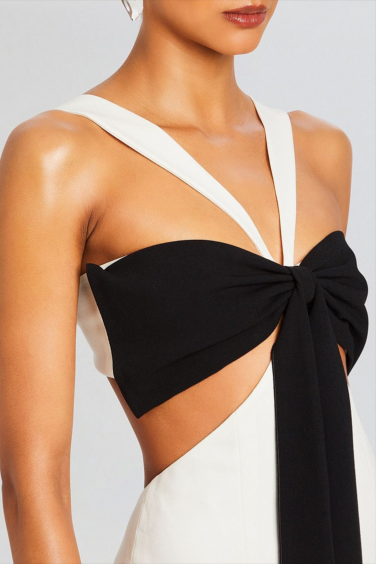 Black Colorblock Cutout Backless Maxi Dress - Mia