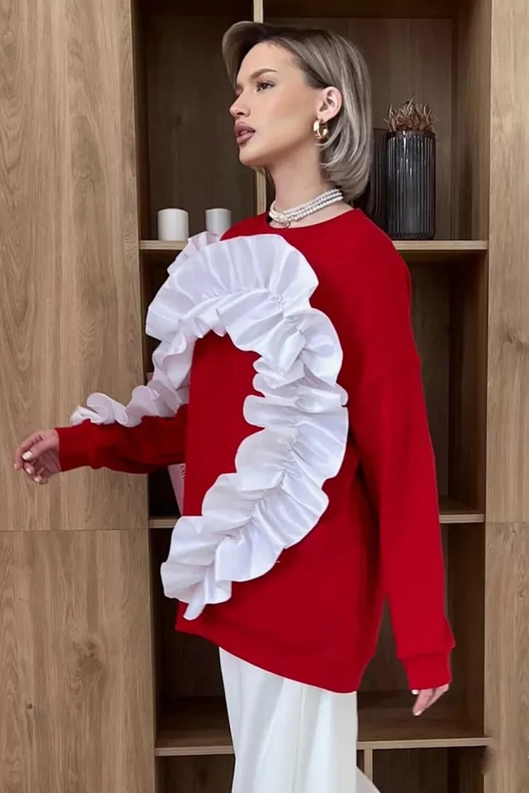 Gray Colorblock Ruffle Sweatshirt - Emma